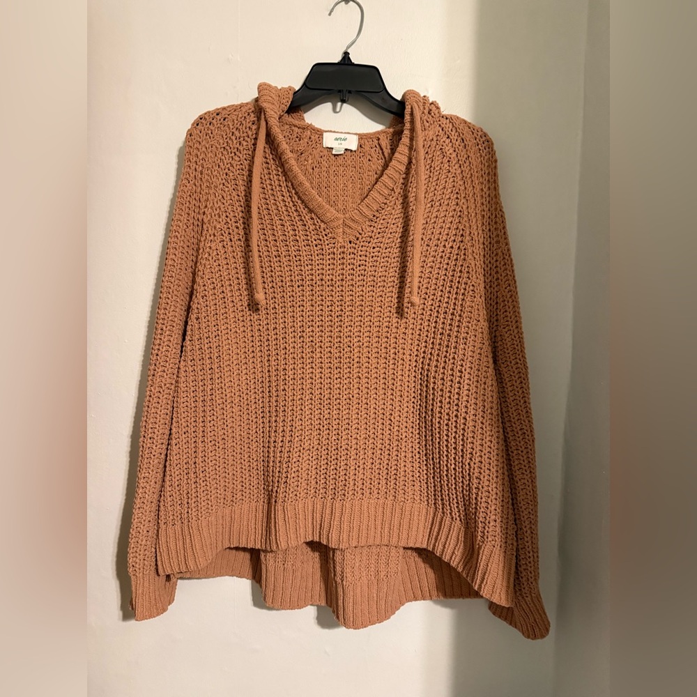 Aerie Warm V-Neck Sweater in Brown